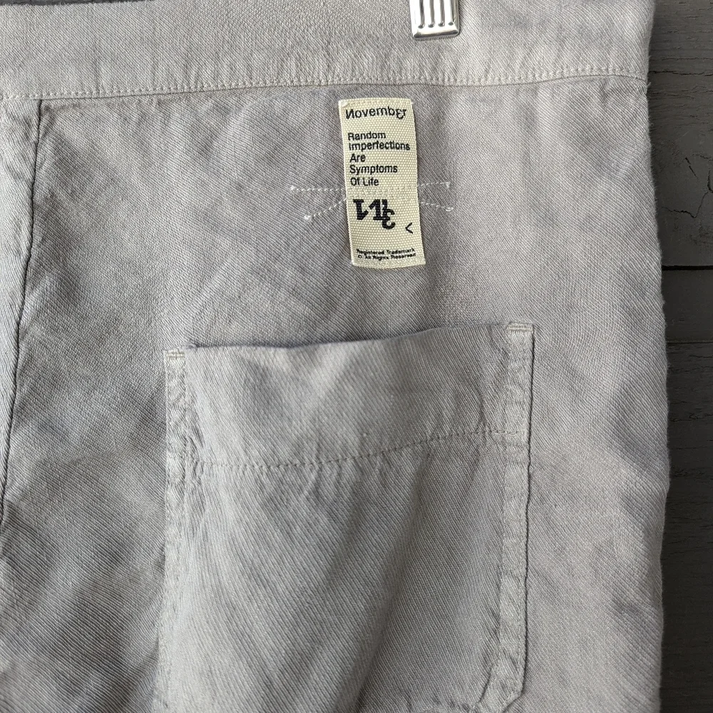 November 11 Taupe Khaki Linen Cupro Drop Crotch Bermuda Shorts Size Small
